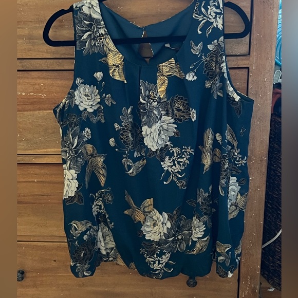 Teal, white and gold print bubble tank size 20 - Picture 5 of 6